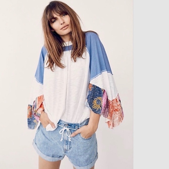 Free People Tops - *flawed read description FREE PEOPLE Friday Fever Thermal Top Blue